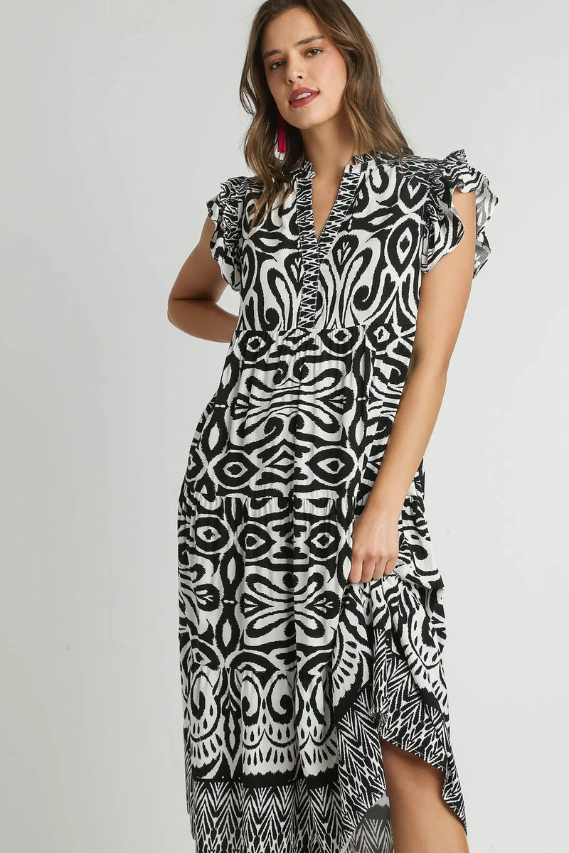 Woman in a cotton summer midi dress
