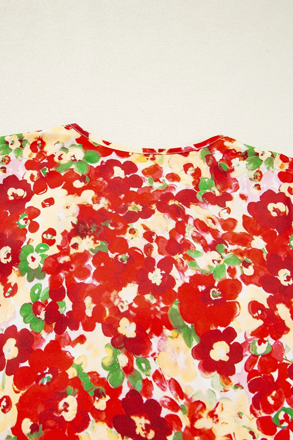 Floral Print Puff Sleeve Surplice Blouse