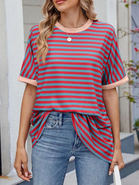 Striped Round Neck Half Sleeve T-Shirt