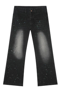 Splash Ink Washed Jeans with Pockets