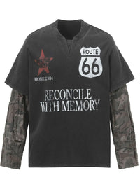 Men's Letter Graphic Contrast Long Sleeve T-Shirt