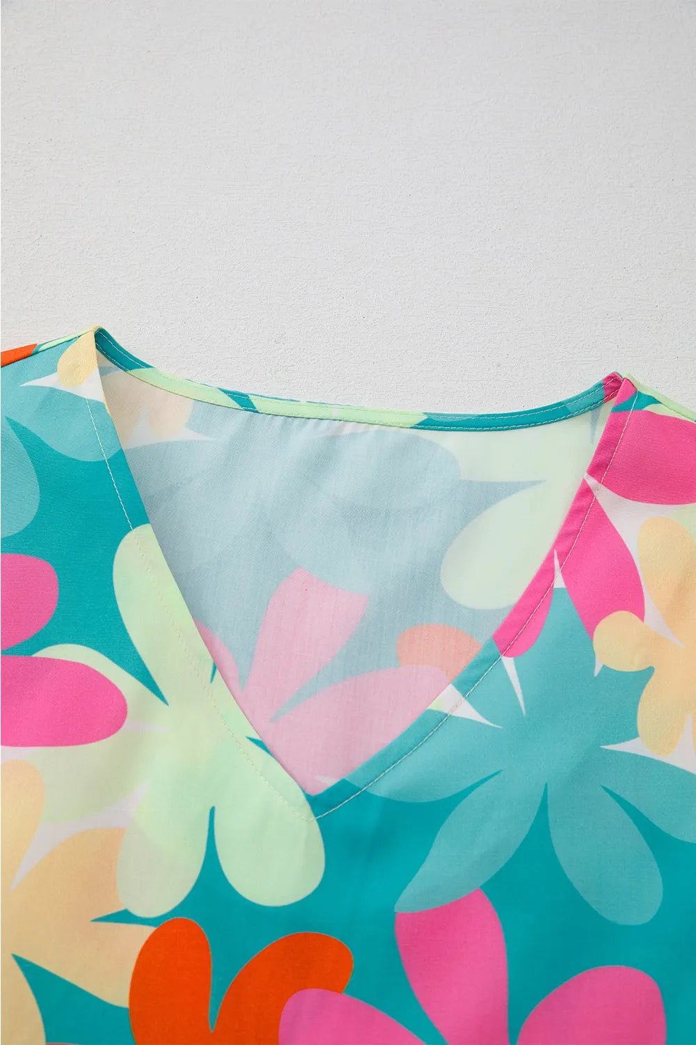 Floral Print Bubble Sleeve V Neck Peplum Blouse