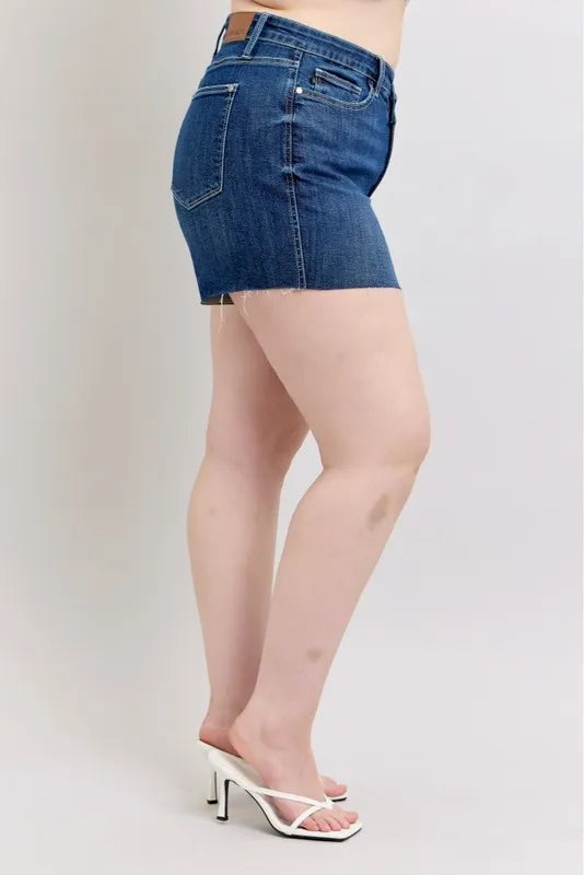 Judy Blue Full Size High Waist Criss-Cross Waistband Denim Shorts Plus Size