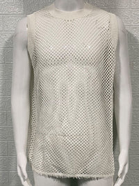 Men's Round Neck Hollow Out Sleeveless Knit Top