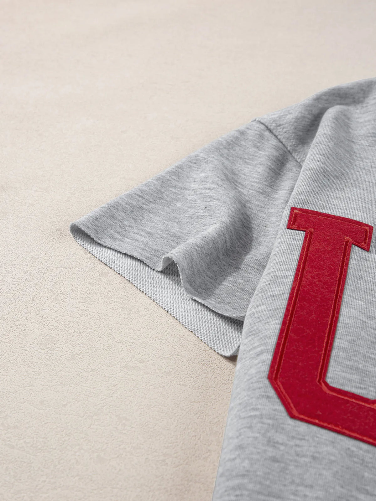 USA Lettering Patch Notched Neck T-Shirt