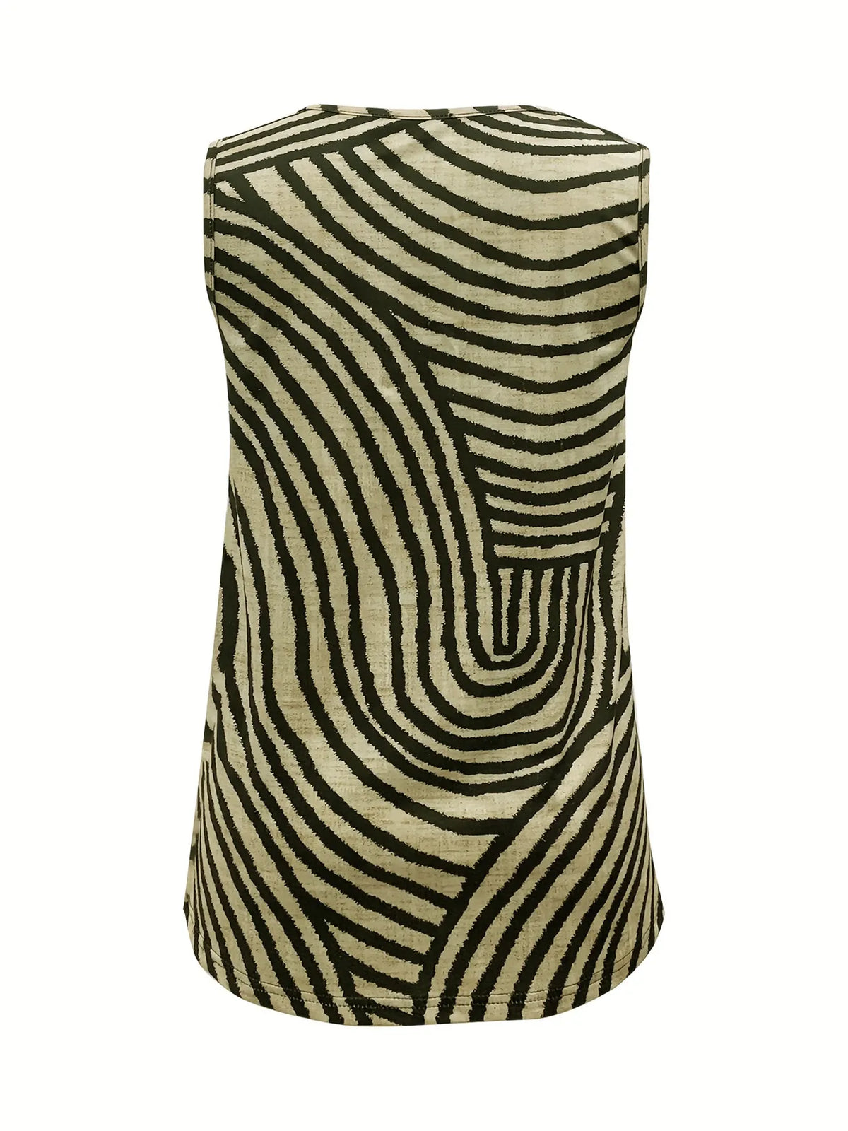 Sleeveless Zebra Print Button-Up Tank Top