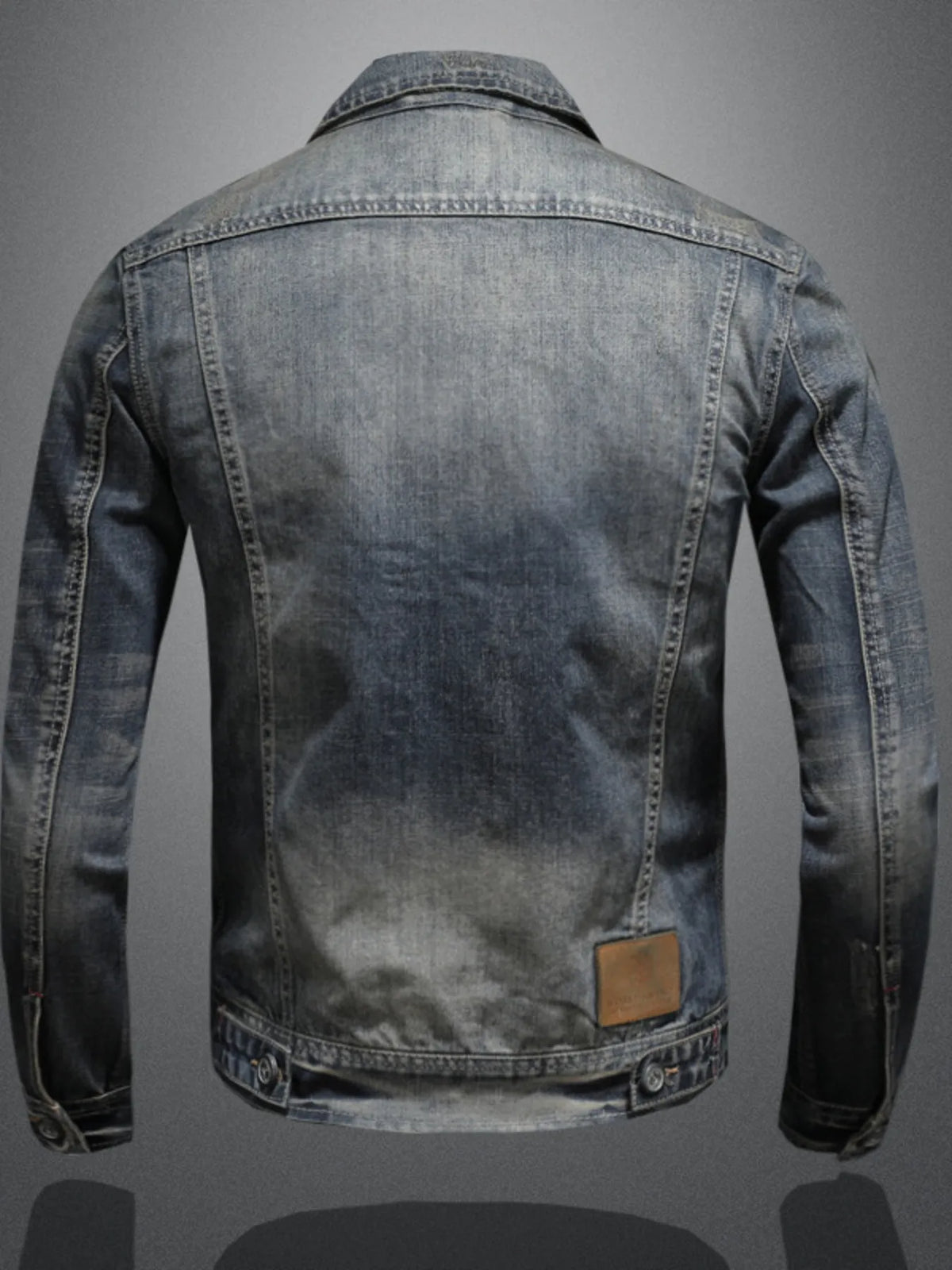 Men's Plus Size Washed Zip Up Denim Jacket with Chest Pockets