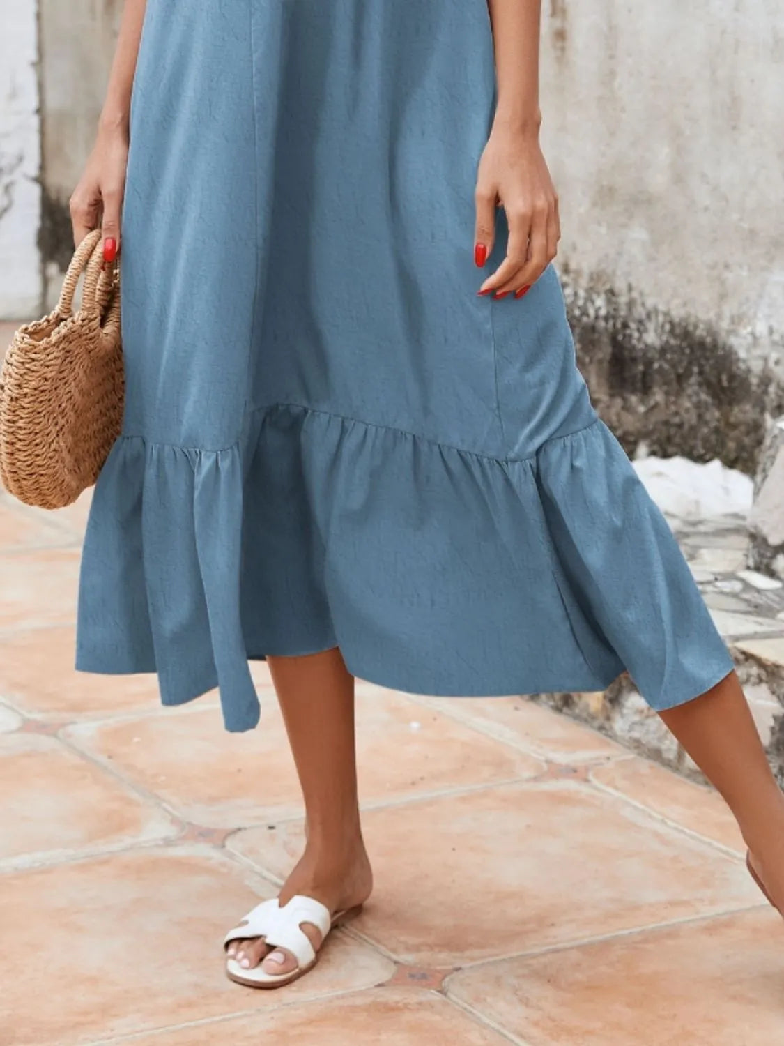 Ruffled Hem Midi Cami Dress