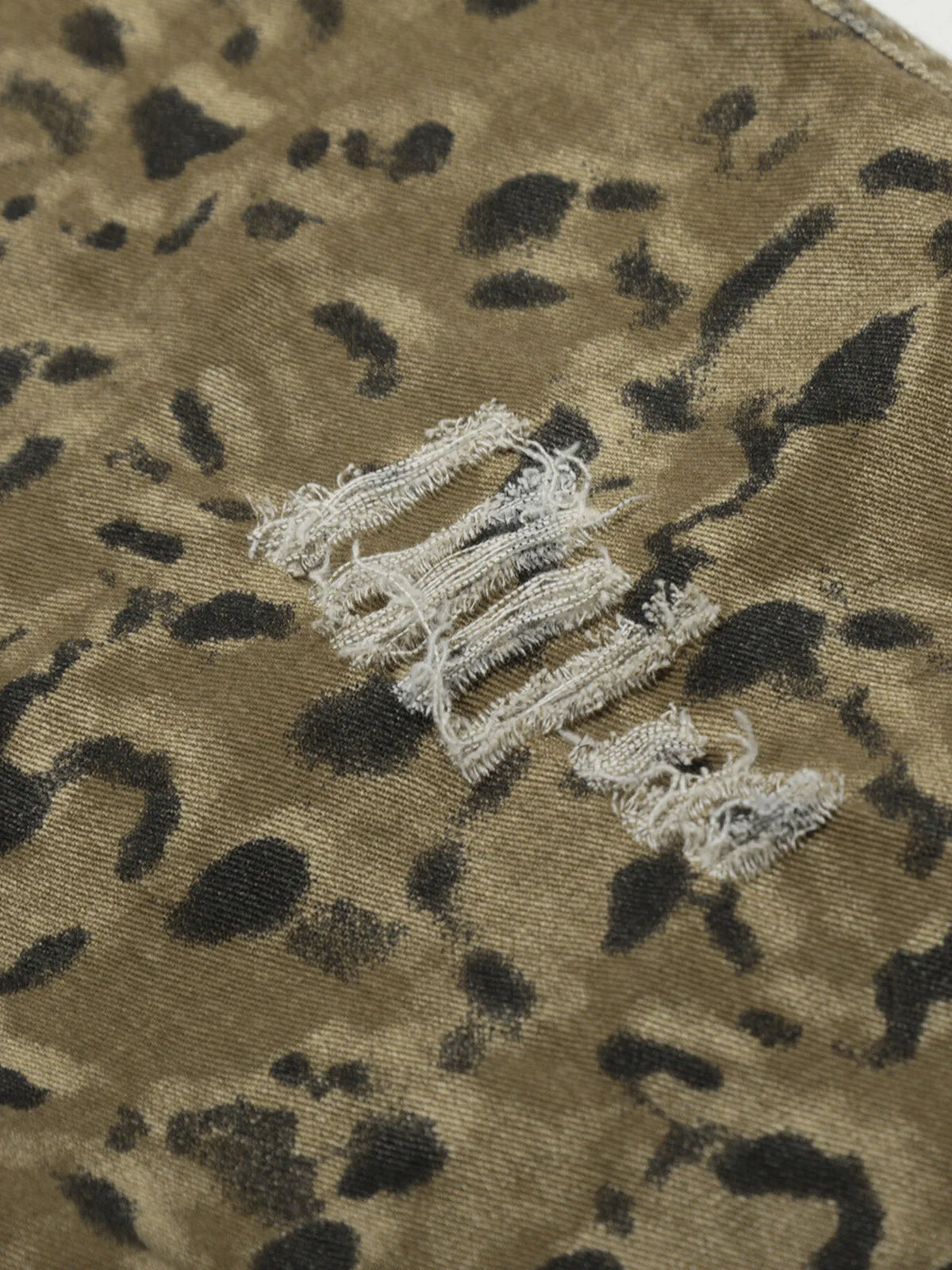 Men's Camouflage Denim Shorts with Raw Hem