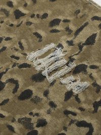 Men's Camouflage Denim Shorts with Raw Hem
