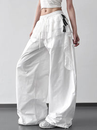 Oversized Wide Leg Pants with Drawstring Waist