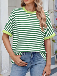 Striped Round Neck Half Sleeve T-Shirt