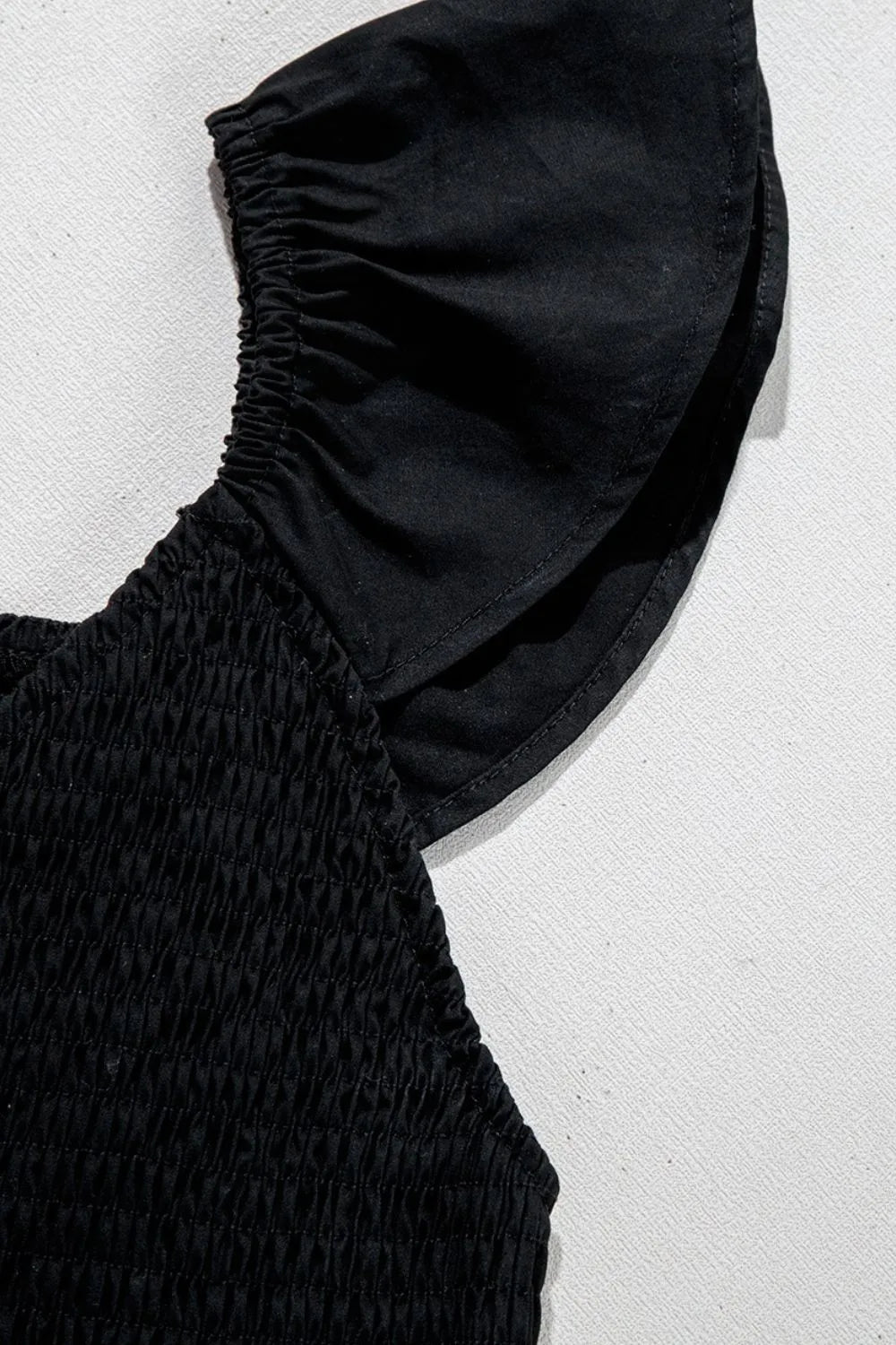 V Neck Ruffled Cap Sleeve Smocked Maxi Dress