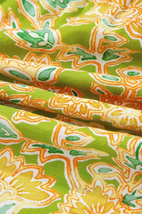 Multicolour Printed Contrast Bubble Sleeve Patchwork Blouse