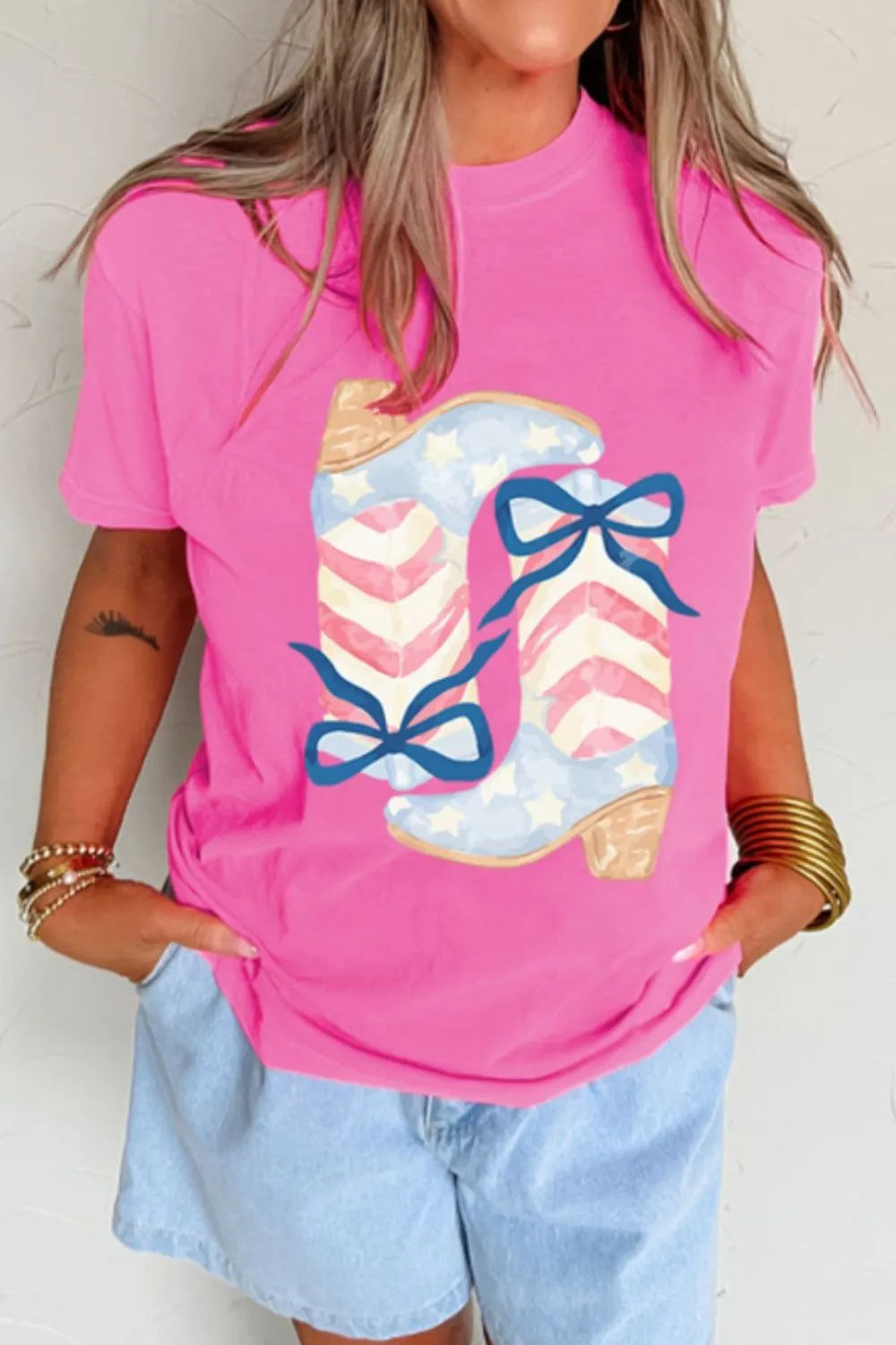 Graphic Round Neck Short Sleeve T-Shirt