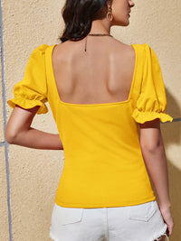 Sweetheart Neck Short Sleeve Top