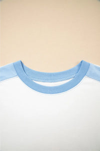 Color Block Exposed Seam Crew Neck T Shirt
