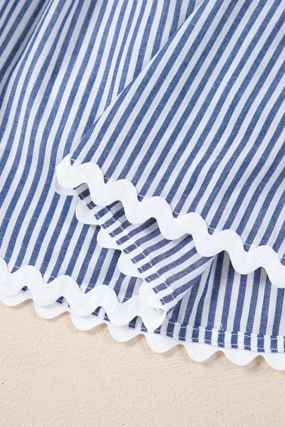 Stripe Sleeveless Notched Ric Rac Mini Dress