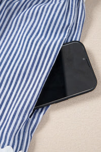 Stripe Sleeveless Notched Ric Rac Mini Dress