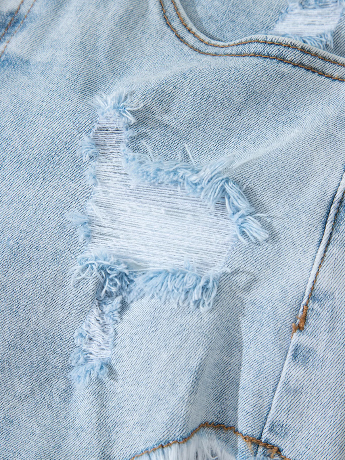 High Rise Distressed Raw Hem Denim Shorts