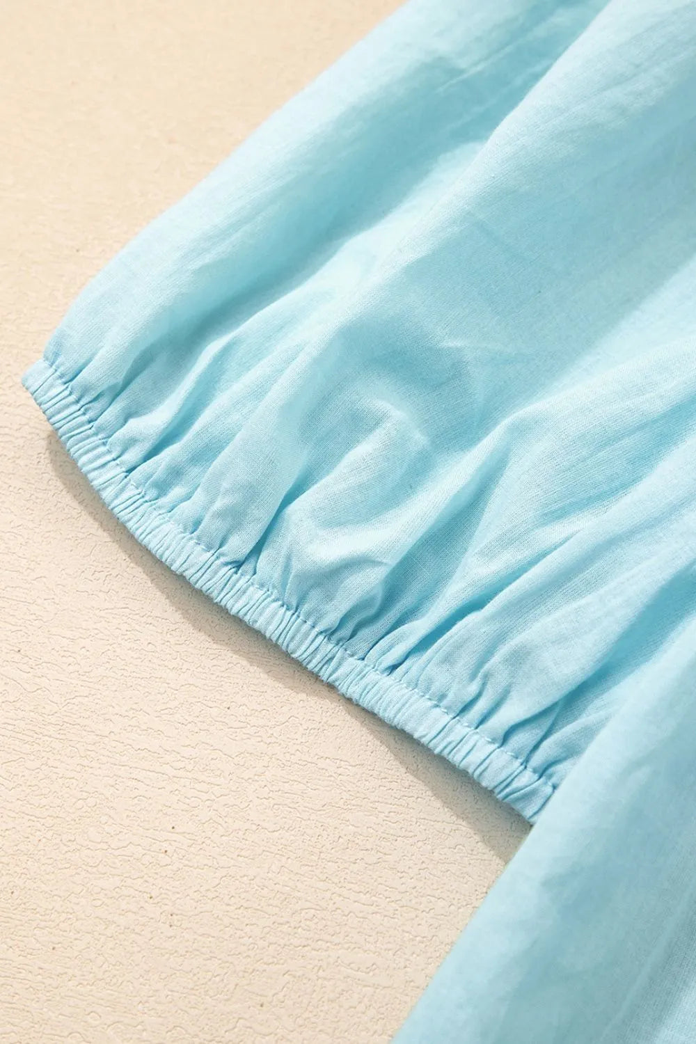 Eyelet Lace Trim Puff Sleeve Blouse