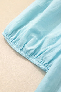 Eyelet Lace Trim Puff Sleeve Blouse