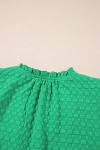 Textured Puff Short Sleeve Notched Top