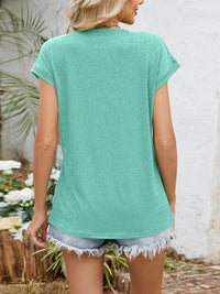 Casual V-Neck Pleated Front T-Shirt