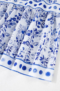 Smocked Printed Square Neck Puff Sleeve Dress