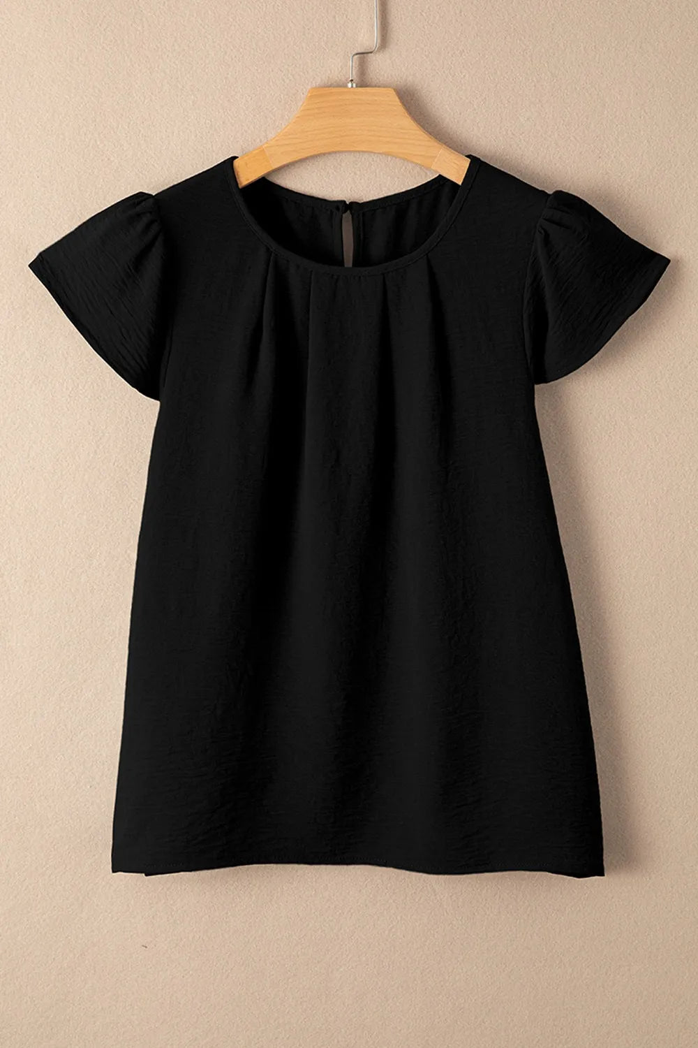 Ruffle Sleeve Round Neck Casual Blouse