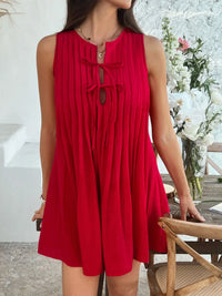 Devine Pleated Sleeveless Mini Dress