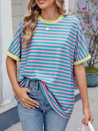 Striped Round Neck Half Sleeve T-Shirt