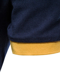 Men's Embroidered Collared Neck Striped Contrast Polo