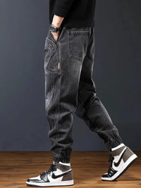 Men's Plus Size Washed Cargo Jogger Jeans