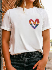 Letter Round Neck Short Sleeve T-Shirt