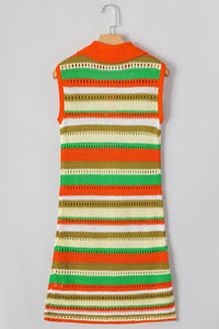 Openwork Stripe Sleeveless Sweater Dress