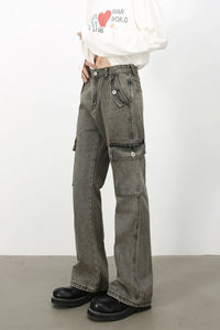 Men's Straight Leg Jeans with Cargo Pockets