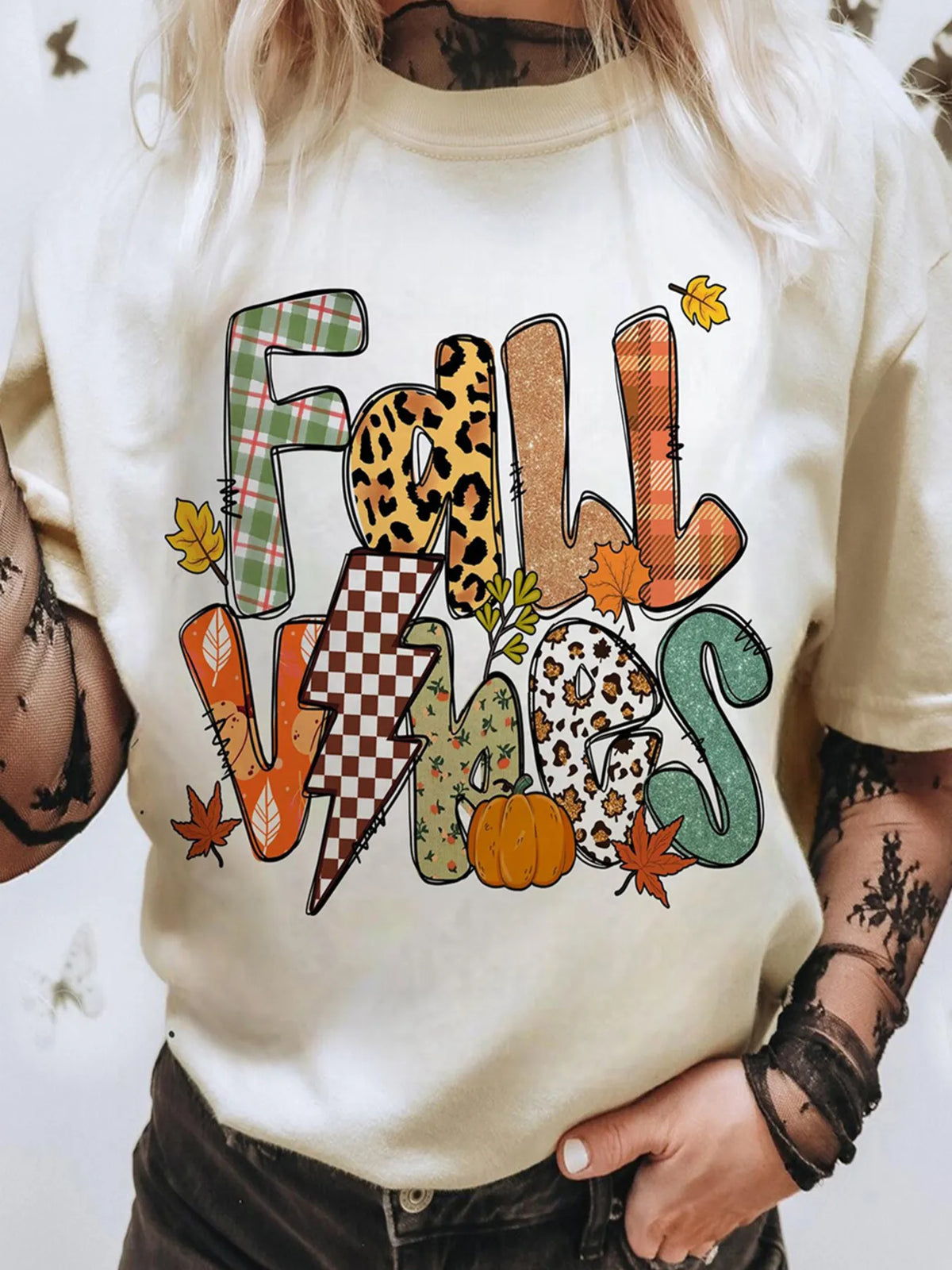 FALL VIBES Cotton Blend Casual T Shirt