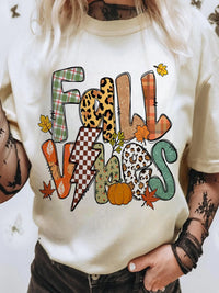 FALL VIBES Cotton Blend Casual T Shirt