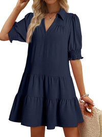 Johnny Collar Short Sleeve Mini Dress