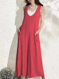 V-Neck Wide Leg Jumpsuit