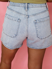 Wash High Rise Denim Shorts