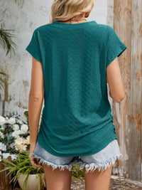 Eyelet V-Neck Short Sleeve Top