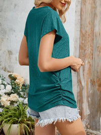 Eyelet V-Neck Short Sleeve Top