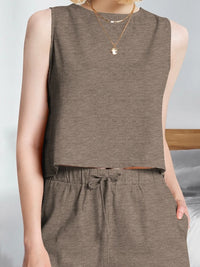 Round Neck Tank and Shorts Set