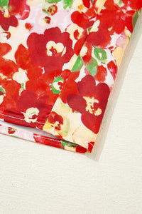 Floral Print Puff Sleeve Surplice Blouse