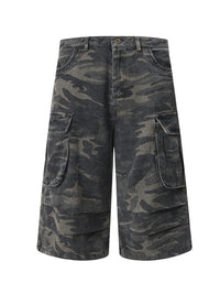 Men's Camouflage Denim Cargo Shorts