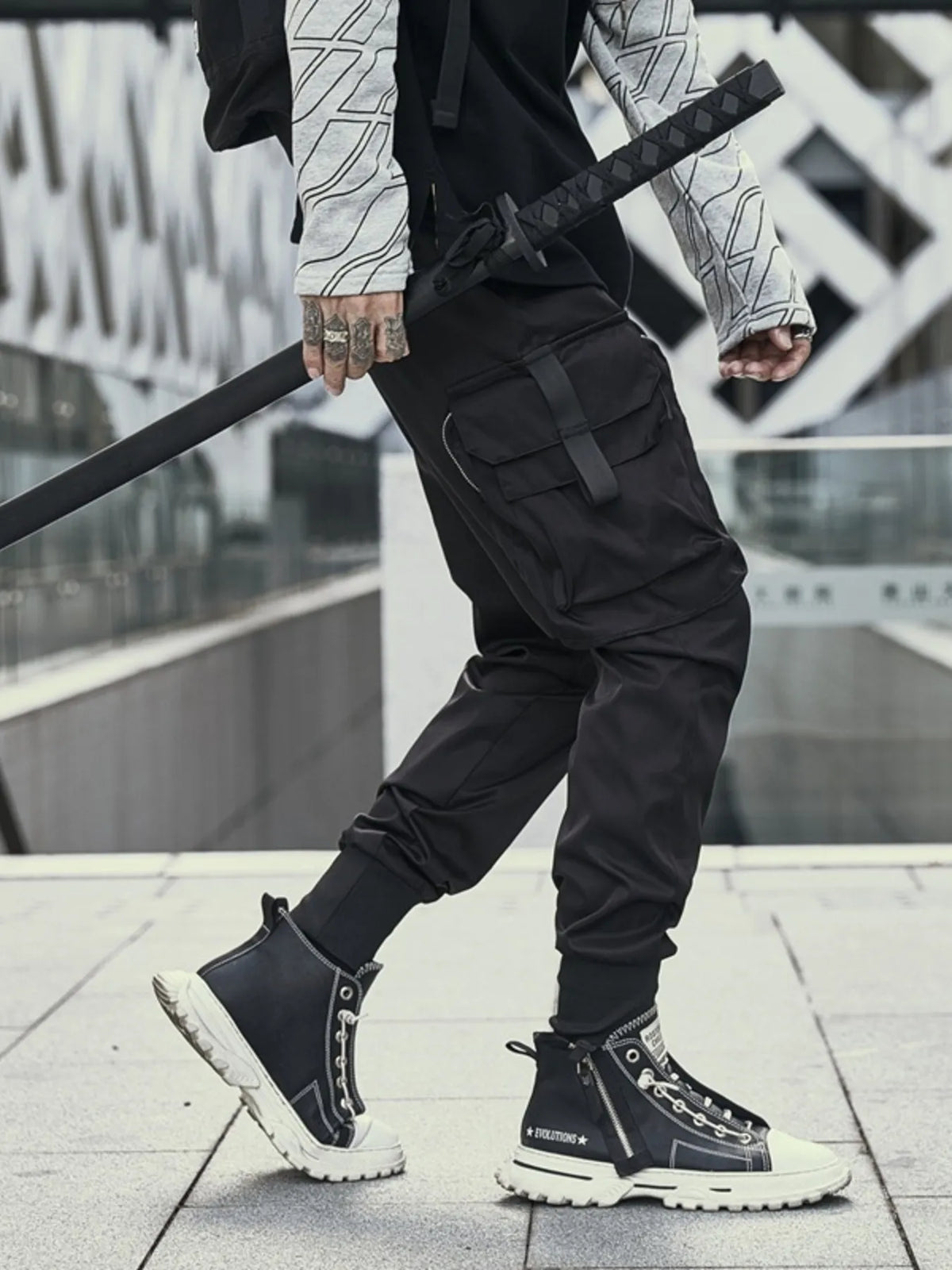 Men's Cargo Joggers with Multi-Pockets