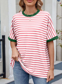Striped Round Neck Half Sleeve T-Shirt