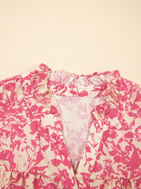 Printed Half Button Neck Ruffle Sleeve Blouse